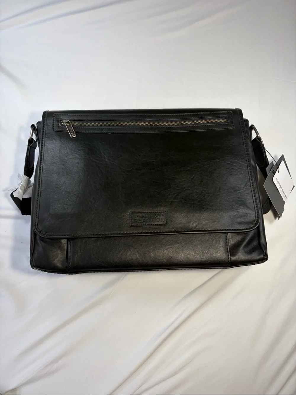 Kenneth Cole Reaction Black Vegan LeatherMessenger Bag for Men